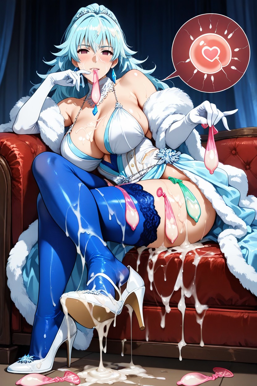 Cum On Shoes, Cum Dump, Holding Many Used Condom In Mouth Hentai AI Porn