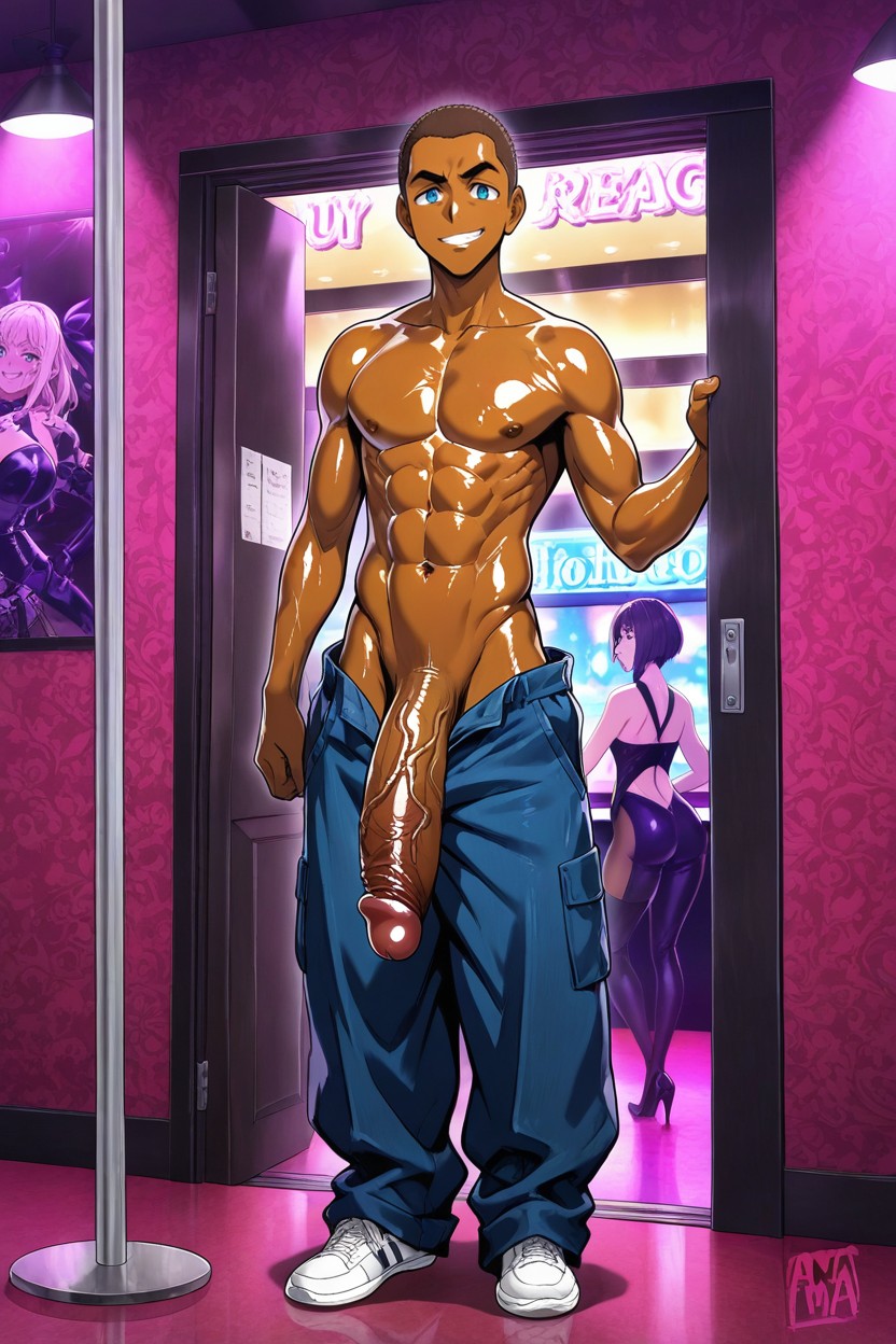No Shirt, Full Naked, Anma Artstyle AI Gay Porn