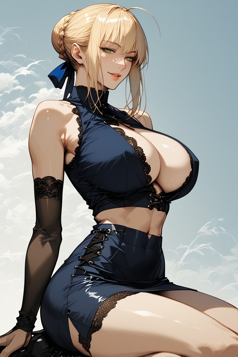 Pencil Waist, Exposed Abs, Seductive Hentai AI Porn