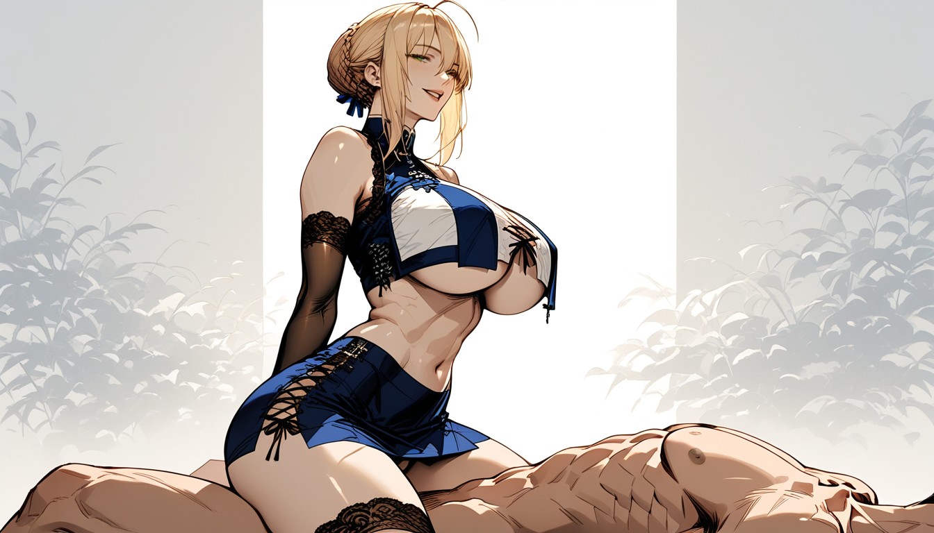 Side View, Expressive Face, Navel Exposed Hentai AI Porn
