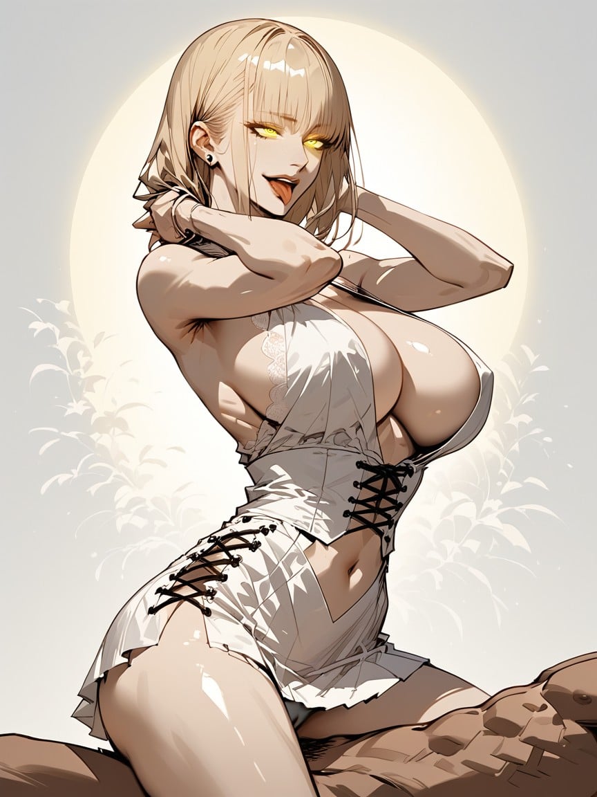 Seductive, Big Rounded Breasts, Cowgirl (3rd Person) Hentai AI Porn