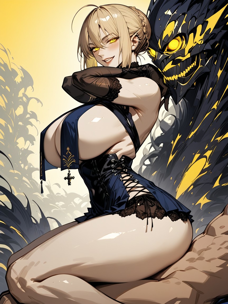 Laughing, Hourglass Figure, Big Rounded Breasts Hentai AI Porn