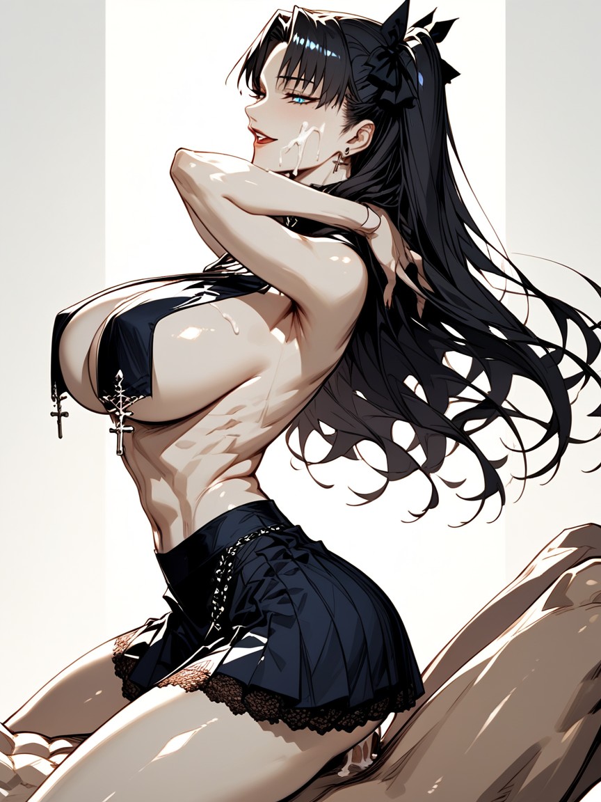 Very Blue Skirt, Dark Hair, Perfect Figure Hentai IA