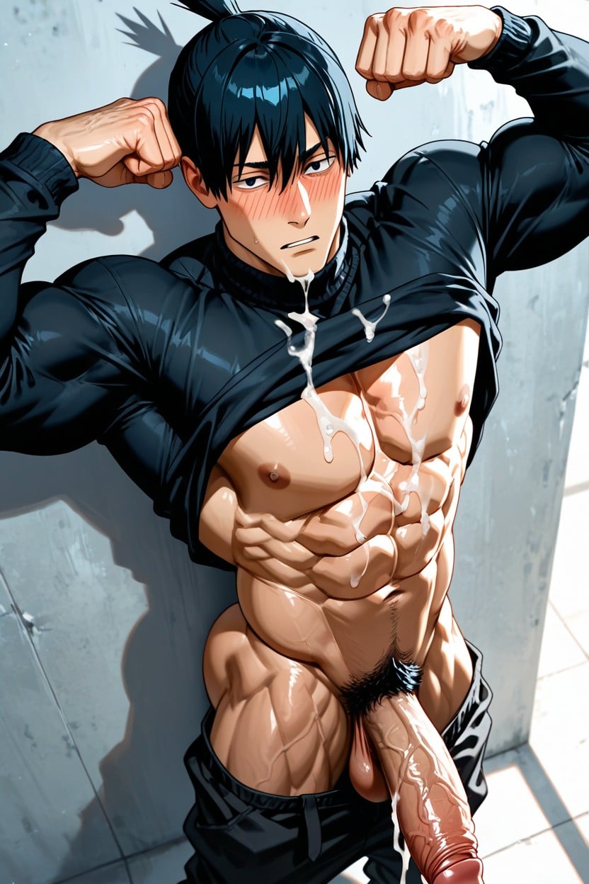 Trimmed Pubes, Soft Golden Mood Lighting Casting Erotic Shadows Across His Body, Bara AI Gay Porn