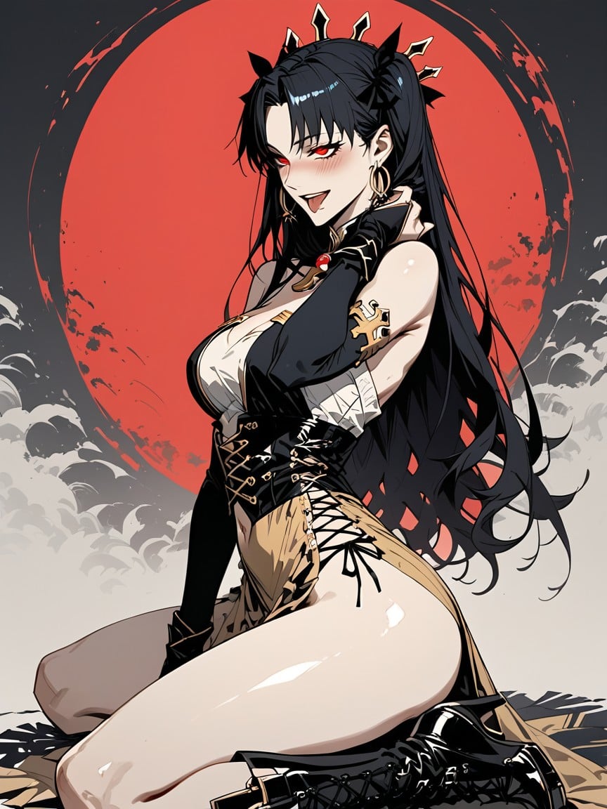 Beautiful Face, Midriff, Side View Hentai AI Porn