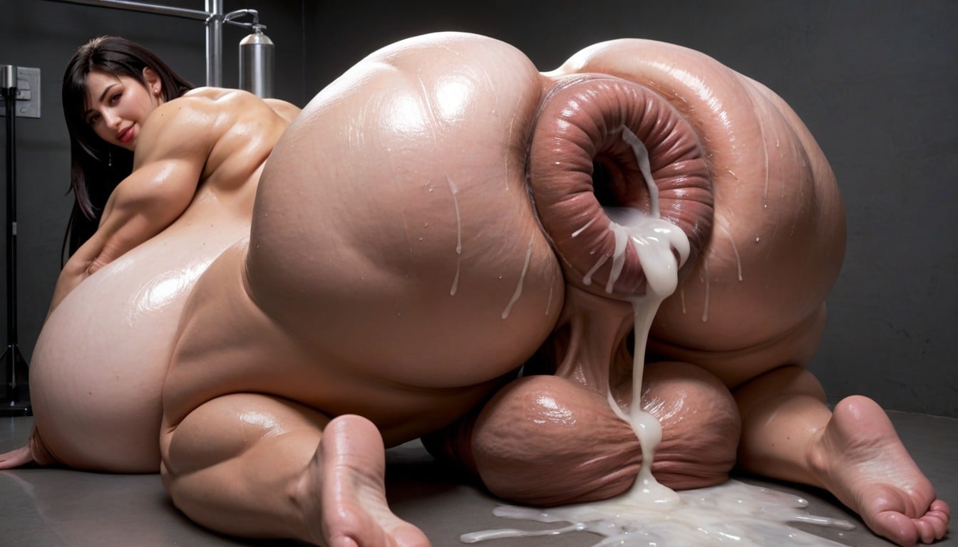 Hyper Wide Asshole, Her Cock Is Leaking Pre-cum, Hyper Muscles Shemale AI Porn