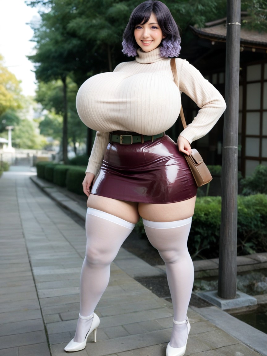 Uhd, Black Thick Rubber Belt, White Stockings AI Porn