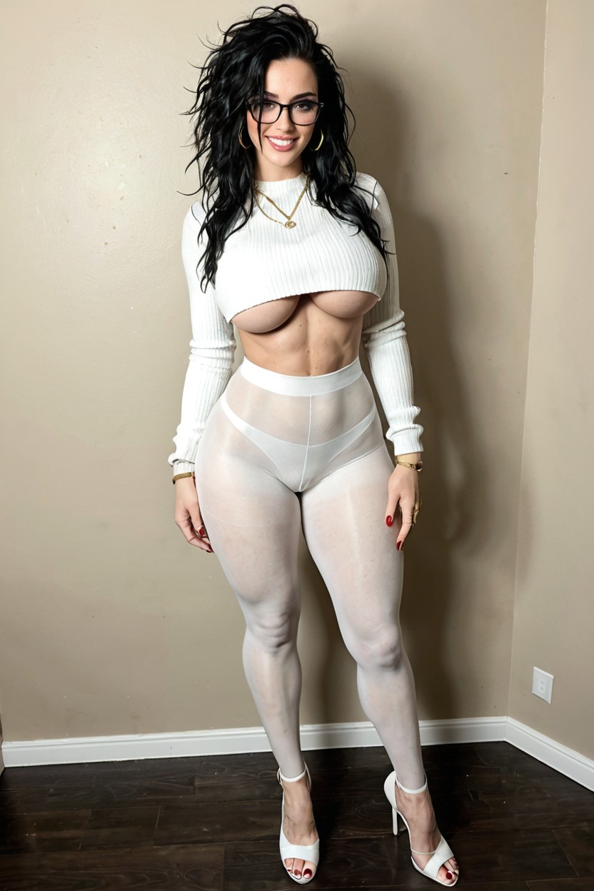Emo, Messy Hair, Luxurious Gold Rings Bracelets And Necklace AI Porn
