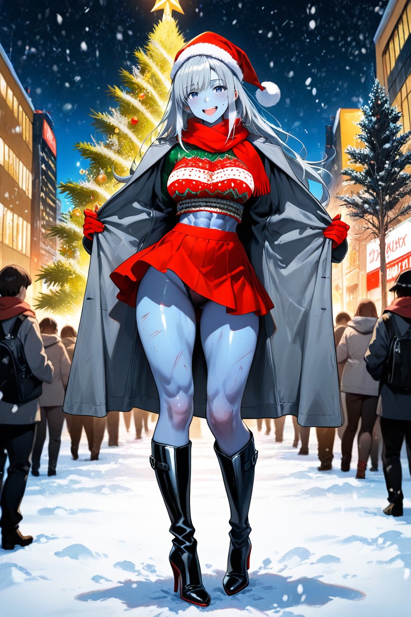 Night, Winter, Crowd In Background Hentai AI Porn