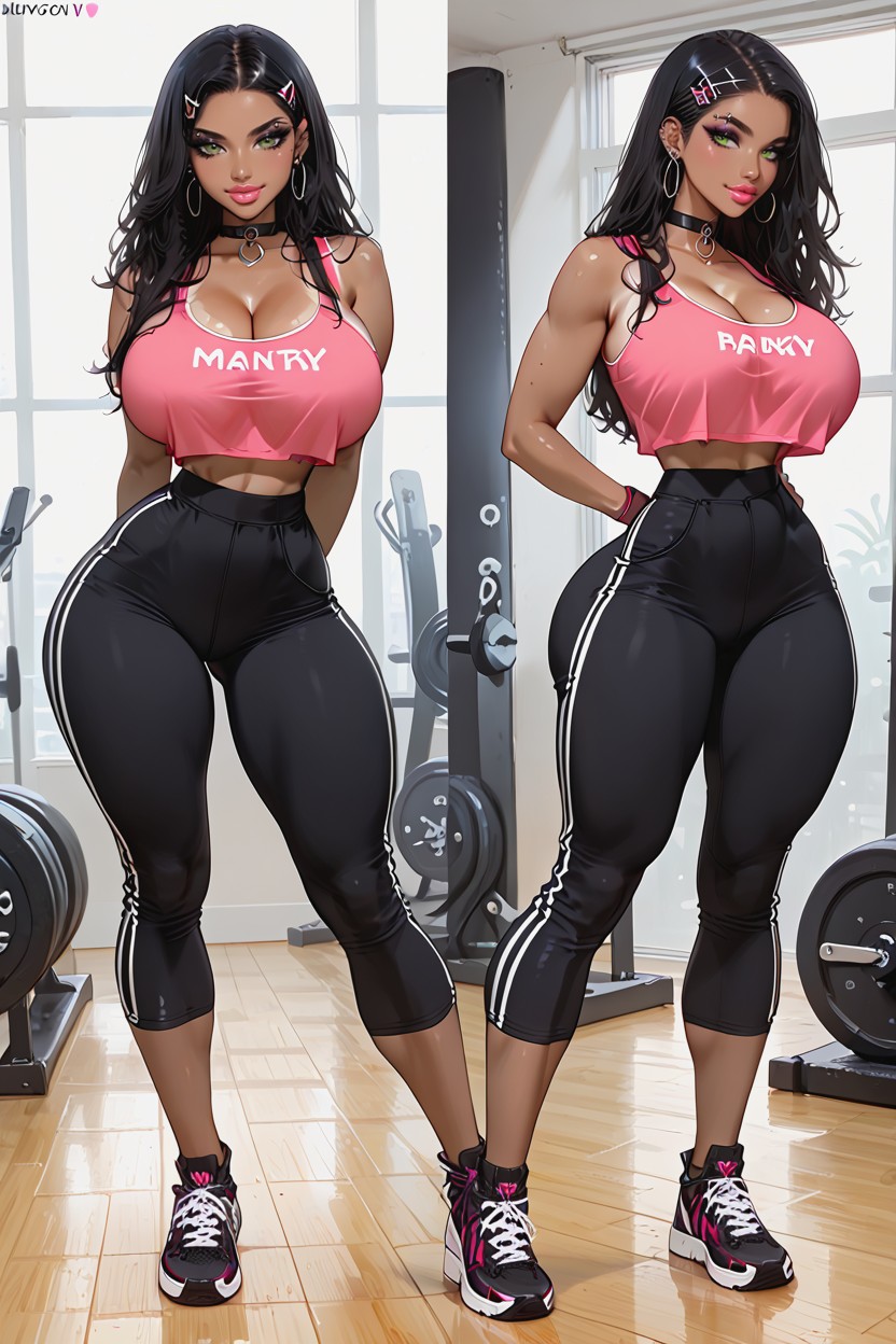 Thick Thighs, Side View, Piercing AI Porn