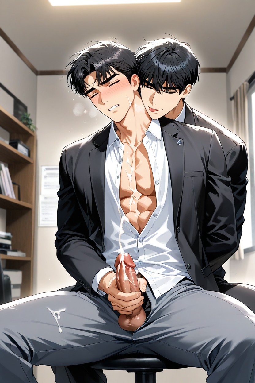 There Are Two Men, 18+, The Pants Are Unzipped Revealing A Large Penis Porno gay IA
