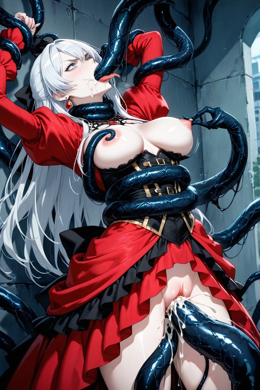 Venoms Tongue Deepthroat, Long-sleeves, Tight Corset Bodice Hentai AI Porn