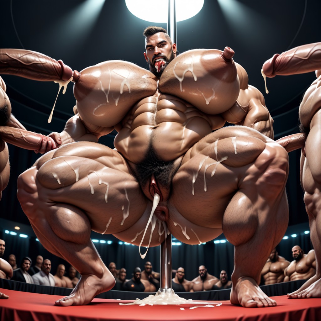 Thick Thighs, Hairy Thick Hyper Muscled Body, Hyper Bulky AI Porn