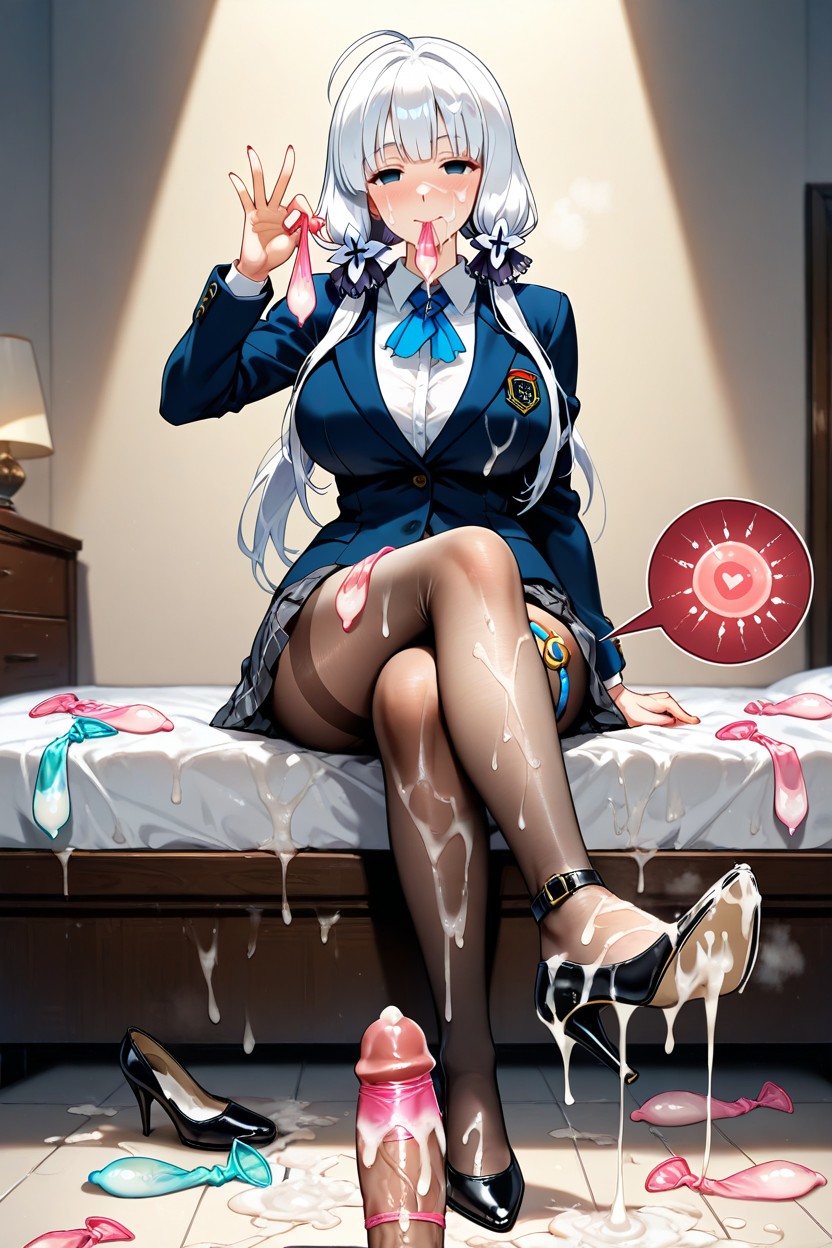 Semen Soaked High Heels, Cum On Clothes Huge Amount Of Cum, A Lot Ring Used Condom Thigh Circumference Hentai IA
