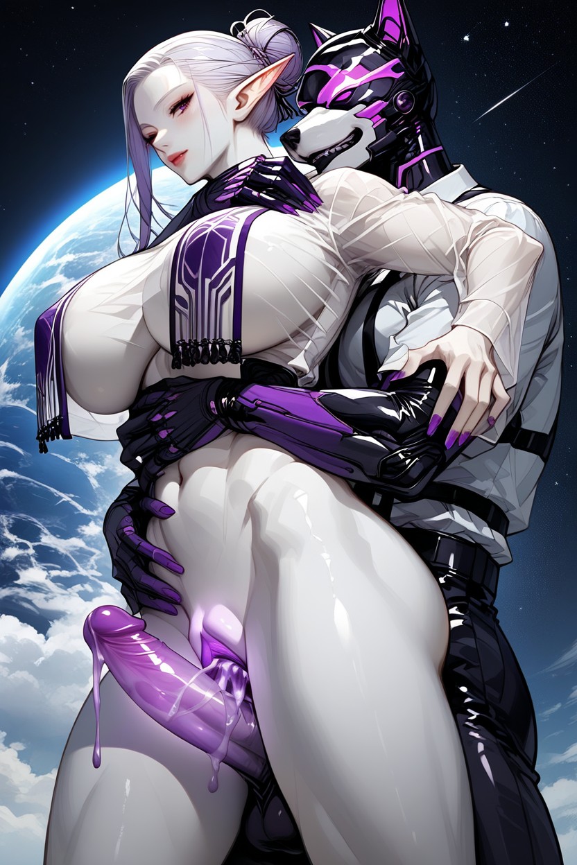 White Body, Dog Vulva, Dogs Glowing Pussy Purple Furry AI Porn