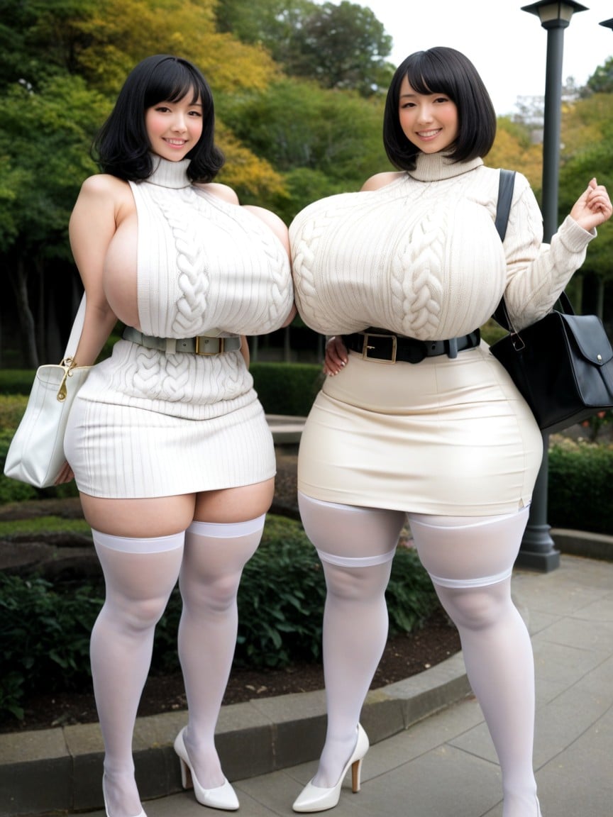 Feet Together, Only One Shoulder Bag For Women On Waist, Japanese Idol AI Porn