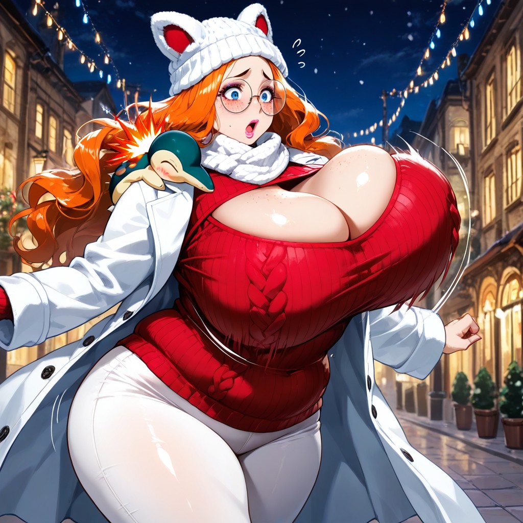 Plump Arms, Blushing Cheeks, Ribbed Knit Fabric Hentai AI Porn