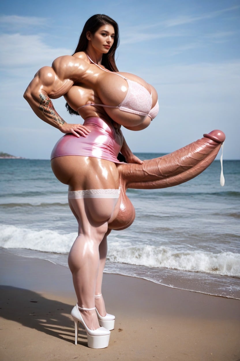 Huge Back Muscles, Impossibly Long Hyper Penis, Gigantic Breasts Shemale AI Porn
