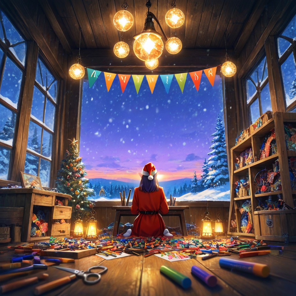 Meticulously Painting And Assembling Toys On The Floor And Tables Are Several Scissors, Crayons, Twilight AI Porn