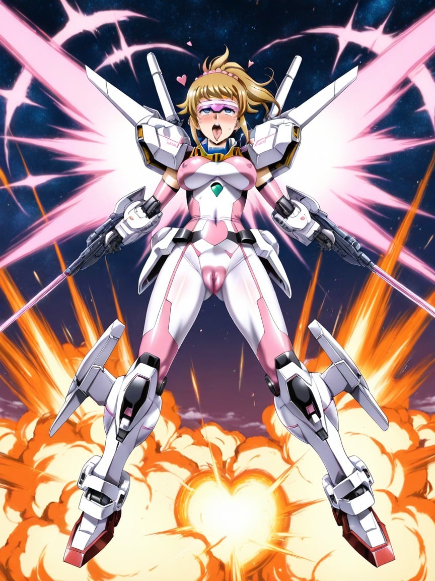 Cameltoe With Spread Labia Outline Visible Through Fabric, Detailed Mecha Design, Full Body Hentai AI Porn