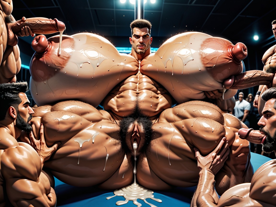 Strip Club, Oiled Skin, Hyper Bulky AI Porn