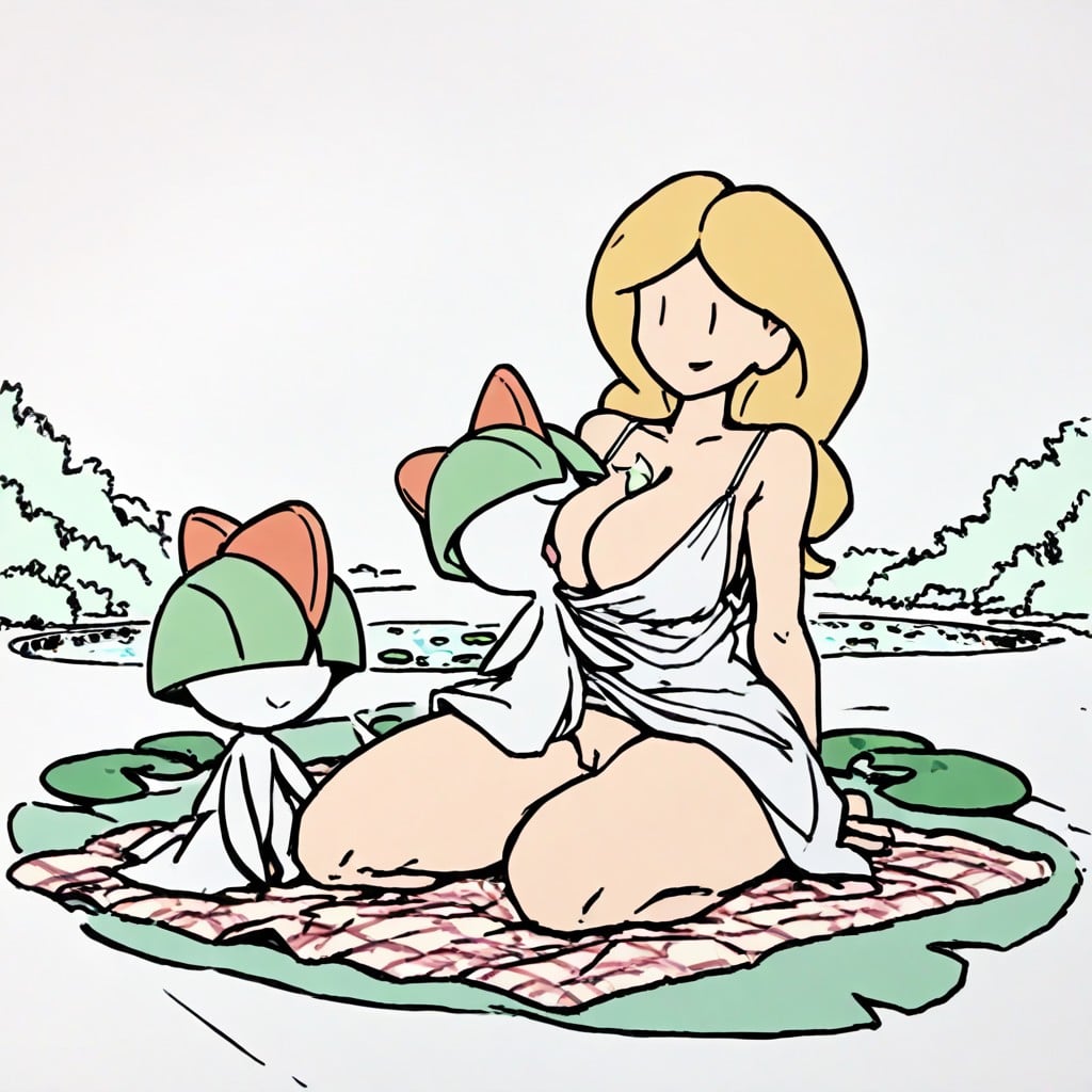 Loose Dress, Cleavage, Knee-length Hem Hentai AI Porn