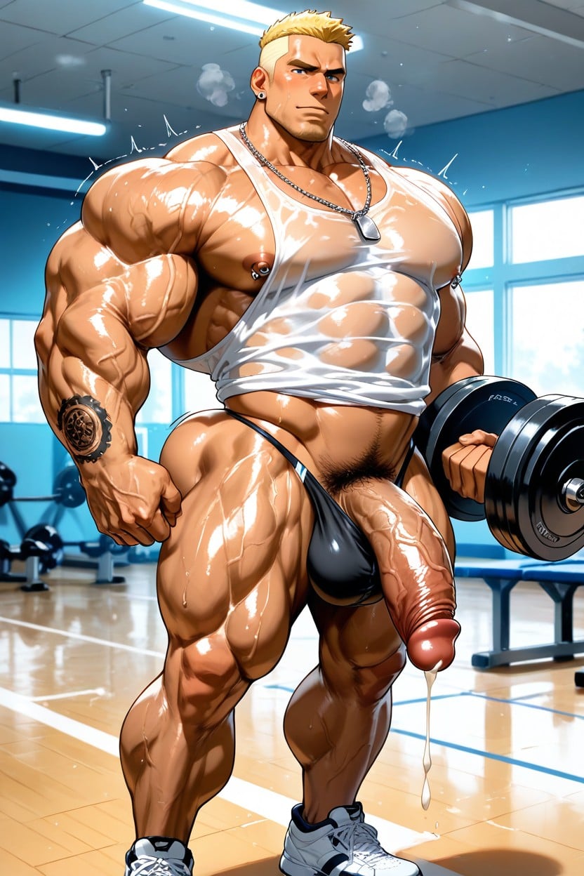 Shaking Penis, Gym Room, Solo Porno IA Gay