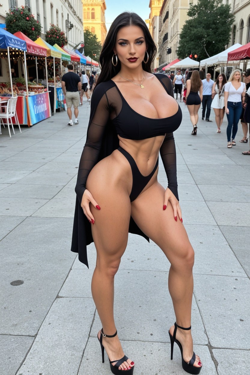 Bending Over, Tanned Shiny Skin, Toned Body AI Porn