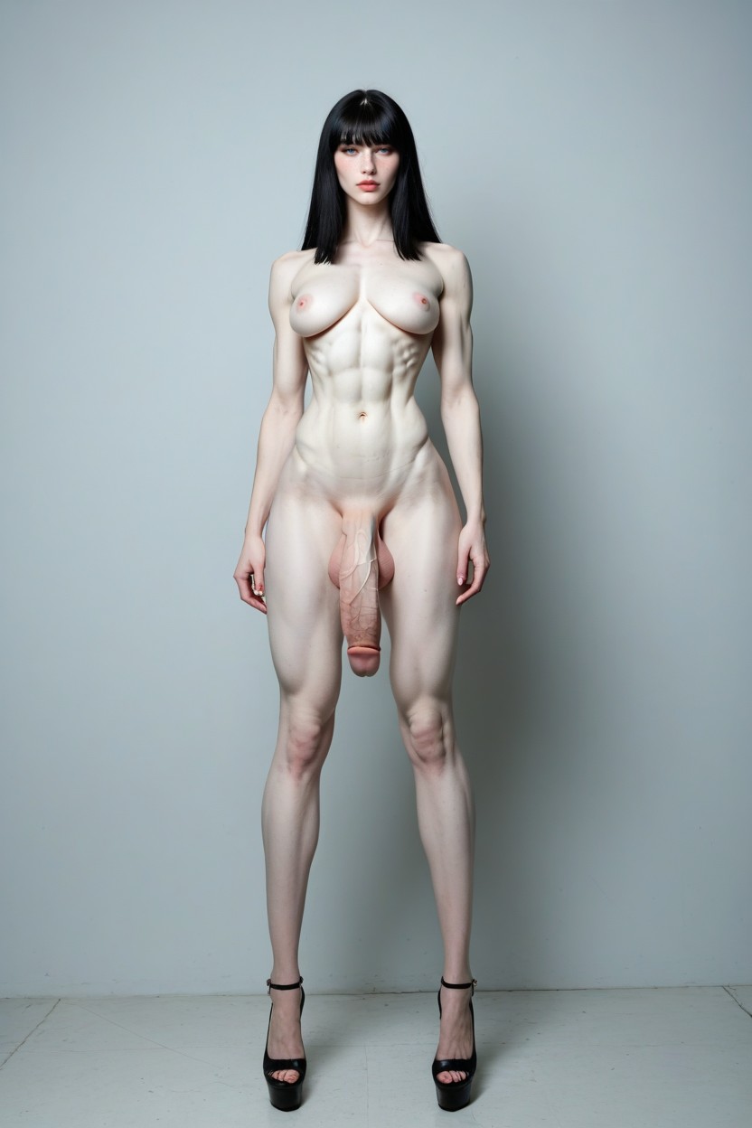 Pale Skin, Long Legs, Bangs Shemale AI Porn