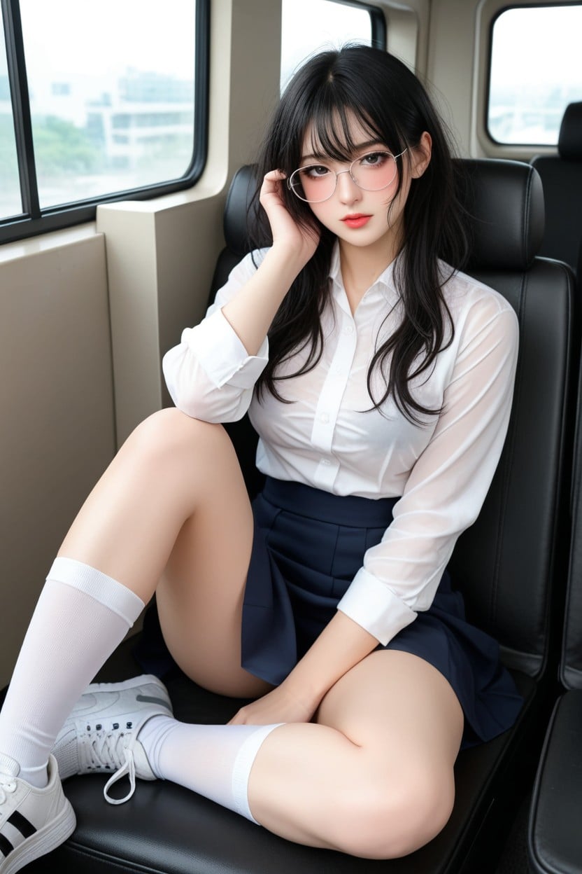 18+, Dark Blue Skirt, Chinese Idol Porno asiático IA