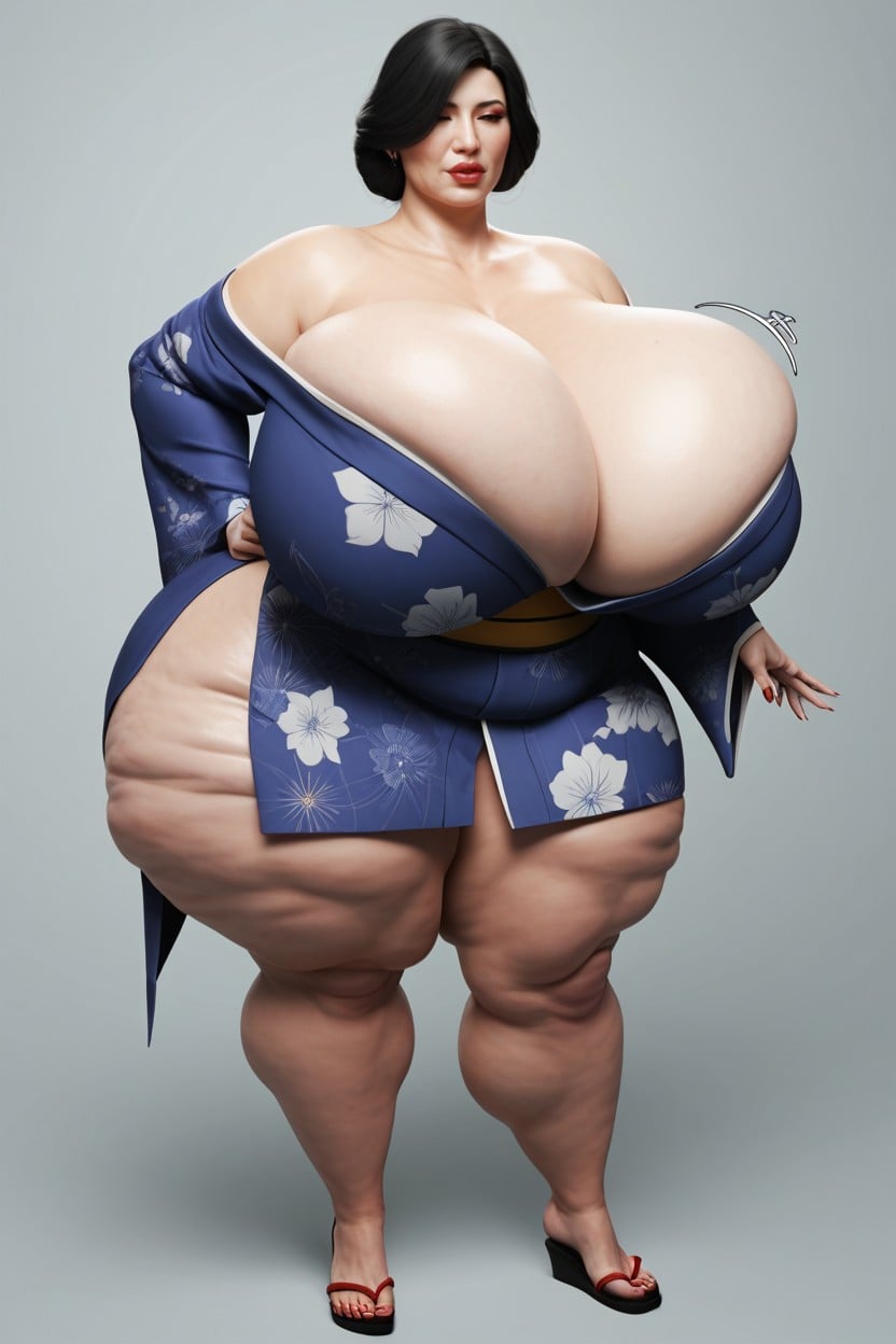 Kimono, Extremely Large Ass, Chubby AI Porn