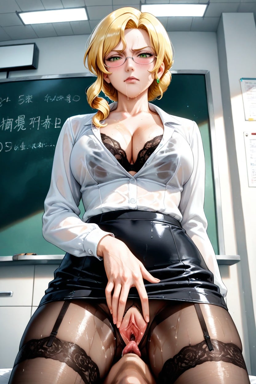 Cunnilingus, No Panties, Large Breast Hentai AI Porn