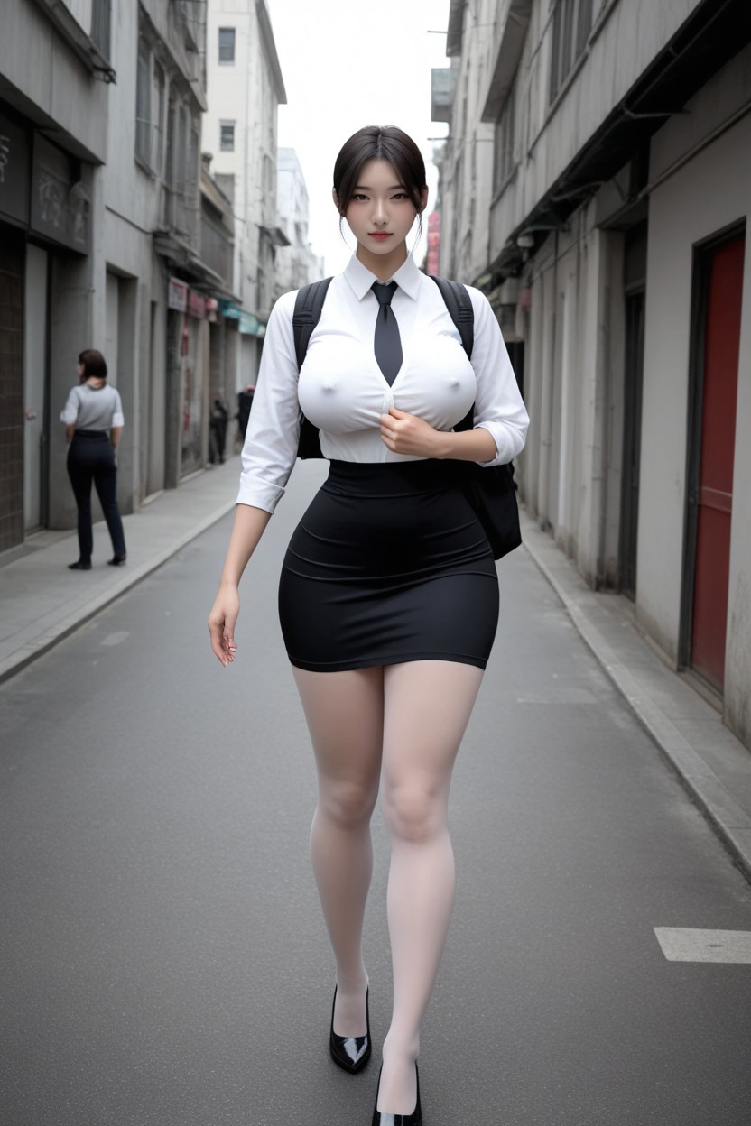 Sharp Focus, Animated, Tight Line Skirt 아시아 AI 포르노