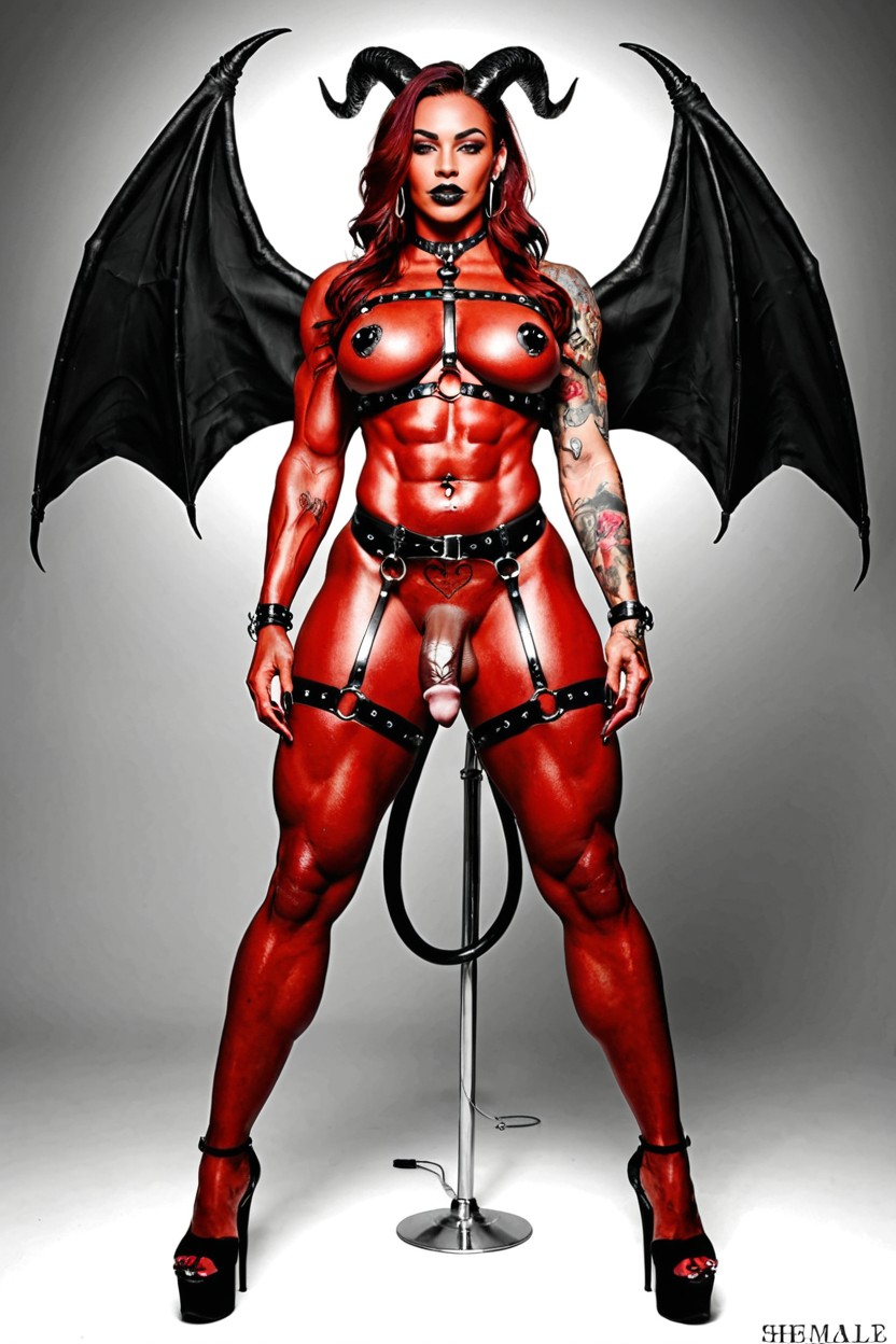 Demon Wings, Gros Cul, Hyper Tattooed Porno IA transsexuelle
