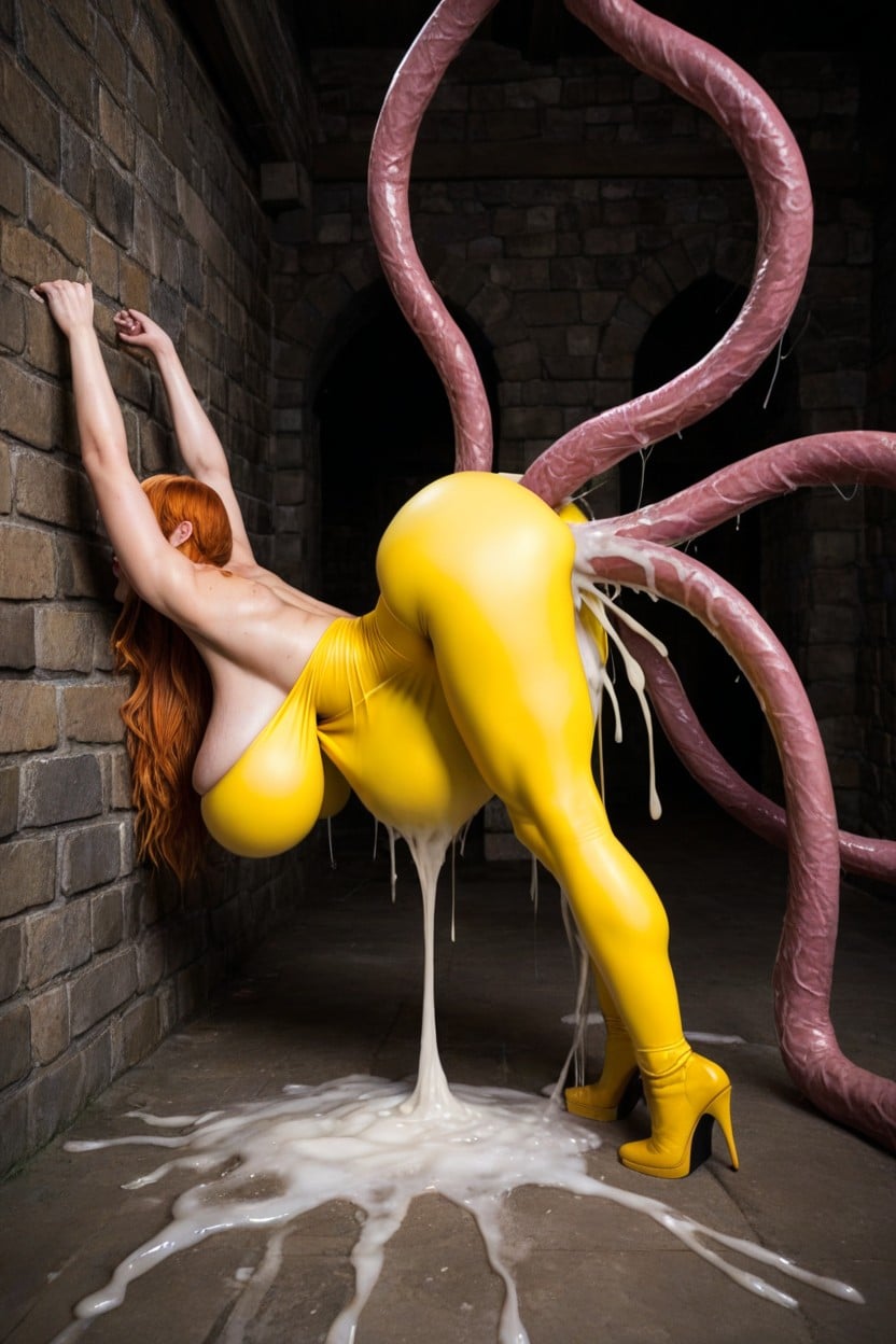 Tentacle Deepthroat, Saggy Gigantic Breast Way Bigger Than Torso, Overflow Creampie AI Porn