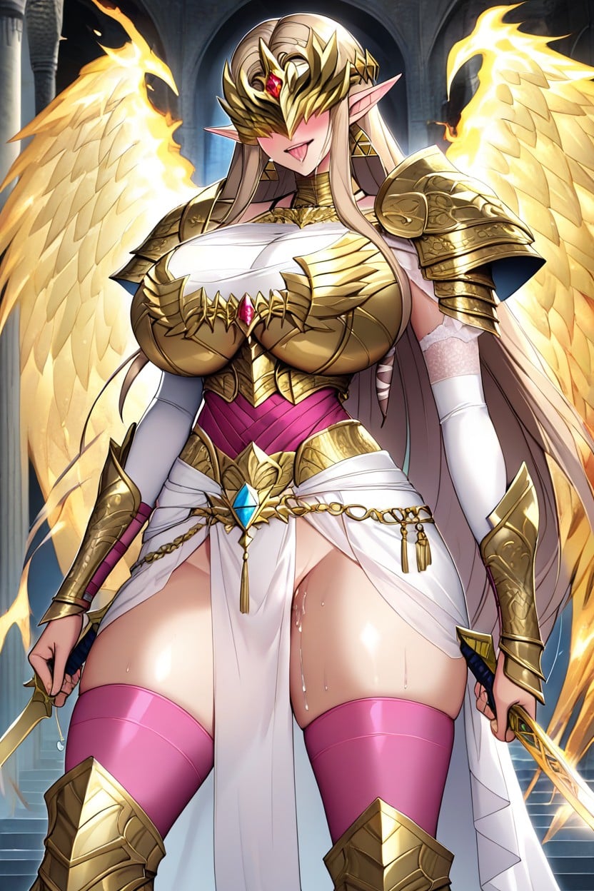 Her Breast On Your Back, "princess Zelda From Twilight Princess", Gold Armor Boots Hentai AI Porn