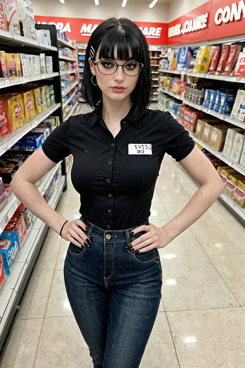 Cotton Shirt, Sunglasses, Giant Saggy Breasts AI Porn