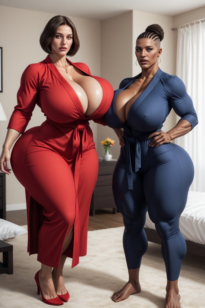 Shocked, Wide Booty, Natural Sagging Breasts AI Porn