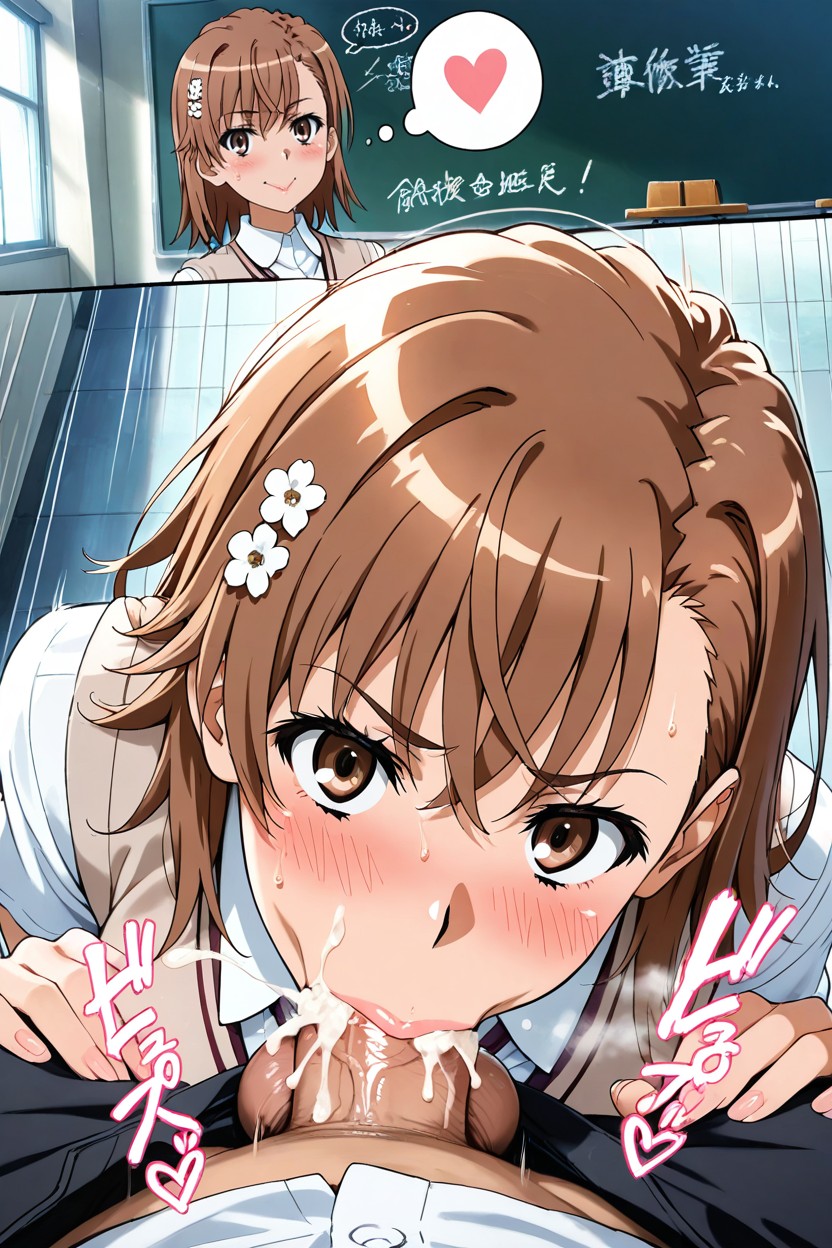 Misaka Mikoto From Toaru Kagaku No Railgun, Spoken Anger, Sweaty Hentai AI Porn