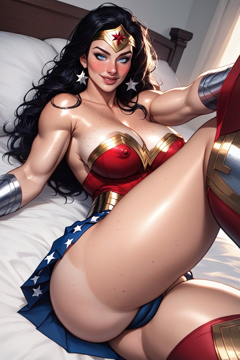 Moaning, And Red Knee-high Boots And Silver Bracelets, Large Breast AI Porn
