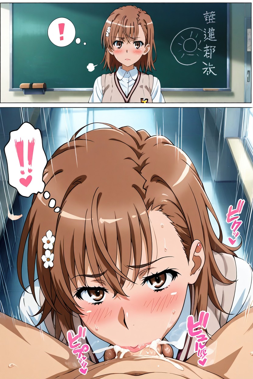 Uncensored, Eyes Half Closed, Misaka Mikoto From Toaru Kagaku No Railgun Hentai AI Porn