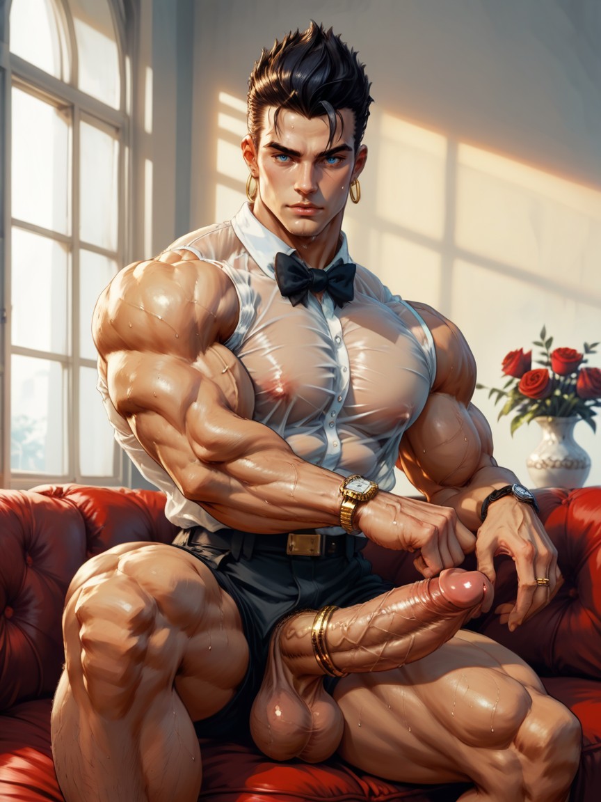 Bow Tie, Blue Eyes, Lay On Side Porno IA Gay