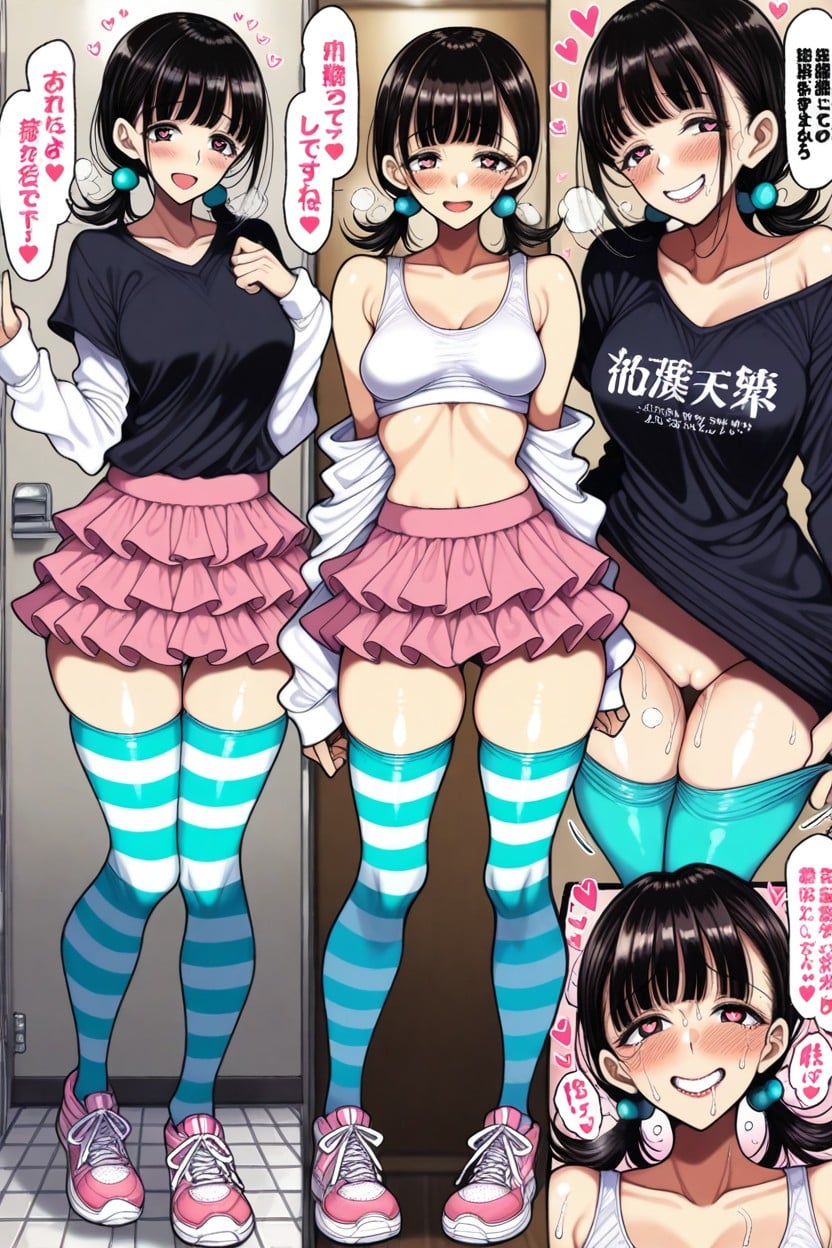 Sneakers, Ruffles Skirt, T-shirt Hentai AI Porn