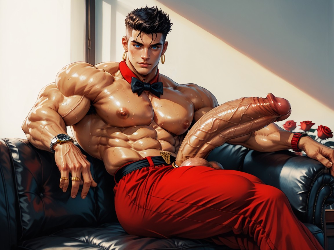 Thick Pecs, Hips Size, Squeezable AI Gay Porn