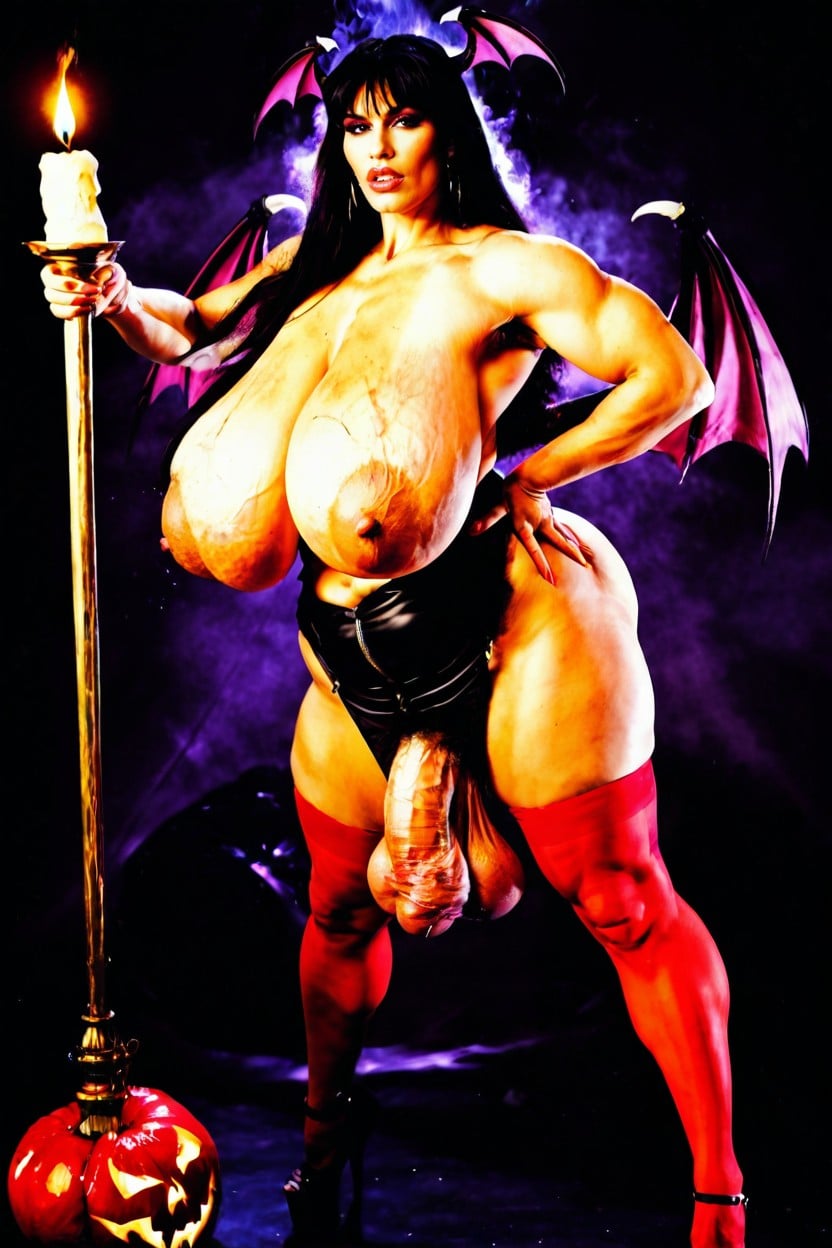 Her Breasts And Her Face, Extremely Pale Skin, Morrigan Aensland Succubus Shemale AI Porn