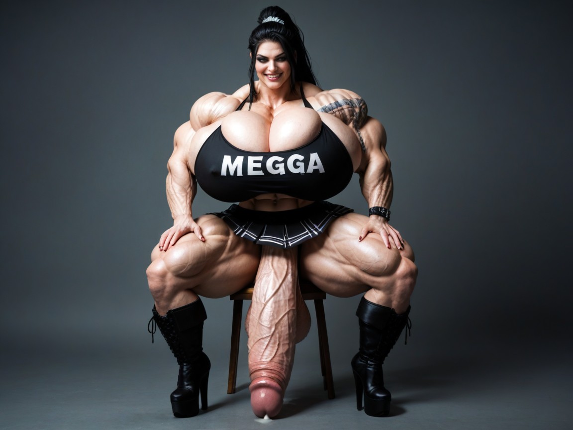 Hyper Big Muscles, Gigantic Muscles, Hyper Testicles Shemale AI Porn
