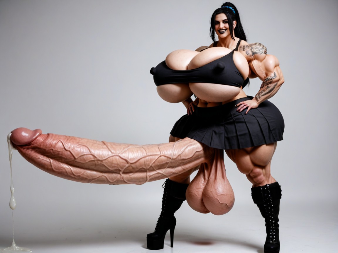 Hyper Muscle, Massive Muscles, Platform High Heel Boots Shemale AI Porn