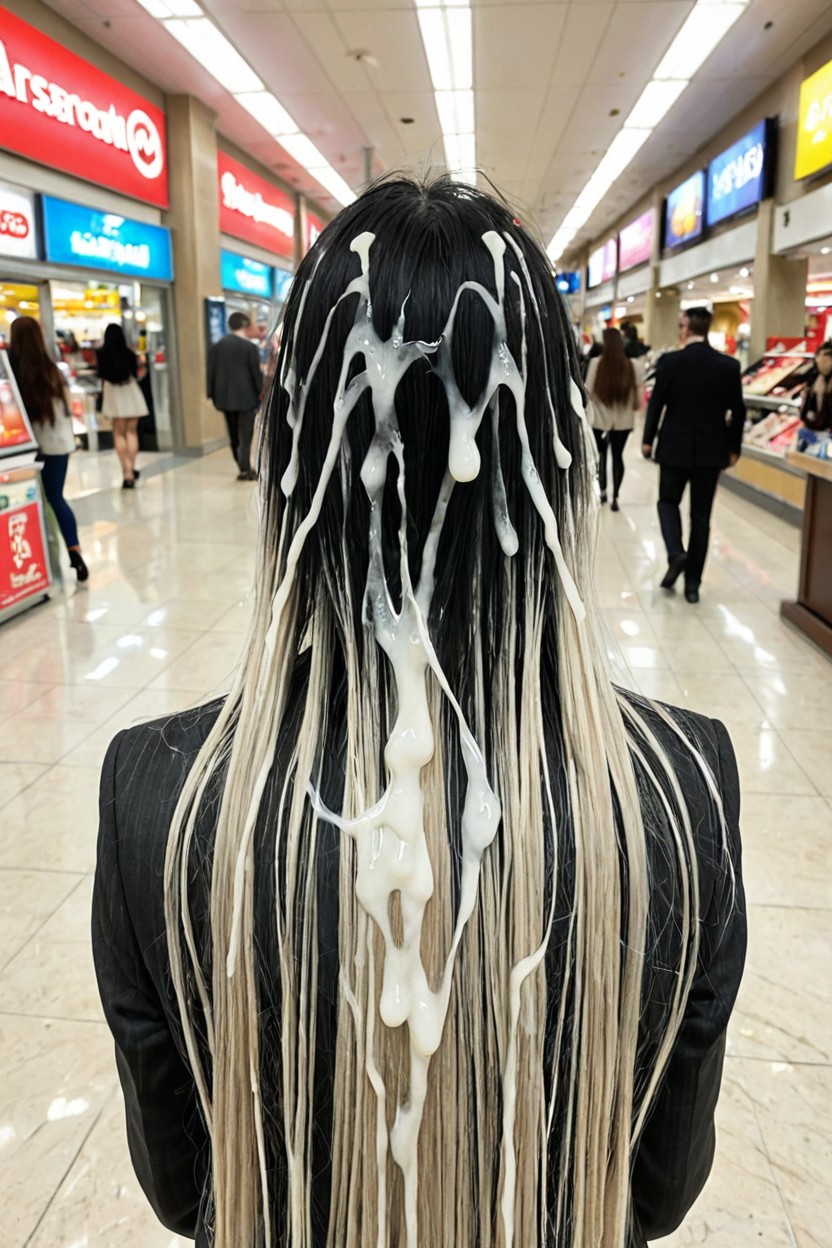 Spilling Cum On Hair, Hyper Long Hair, Close Up Hair Porno IA Asiatique