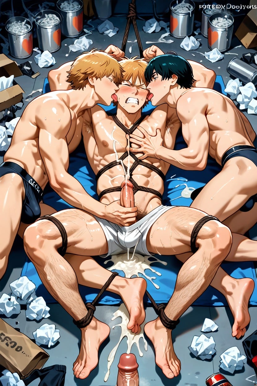 Denji From Chainsaw Man, Sweat Vapor, Seduced AI Gay Porn