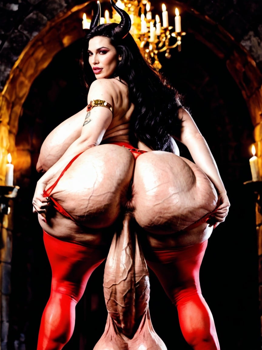 Impossibly Colossal Sagging Balls, Pursed Lips, 18+ Shemale AI Porn